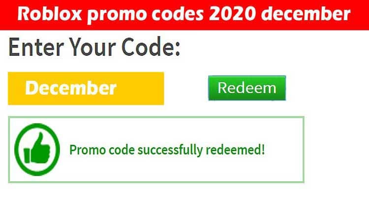 Roblox Promo Codes 2020 December.